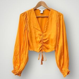 🎉cupcakes and cashmere Top Blouse Short Size S Yellow